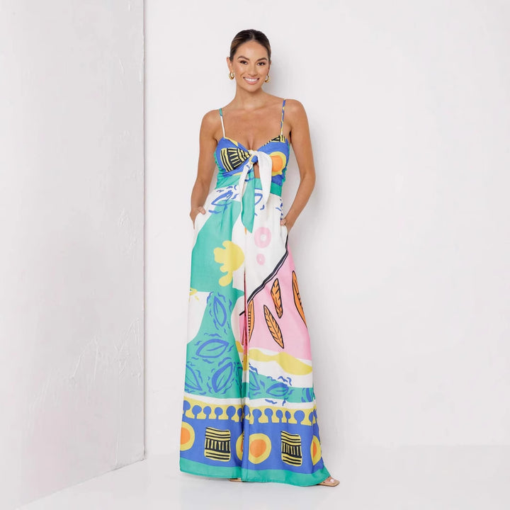 Damen Boho-Style Jumpsuit mit verspieltem Mustermix Drune