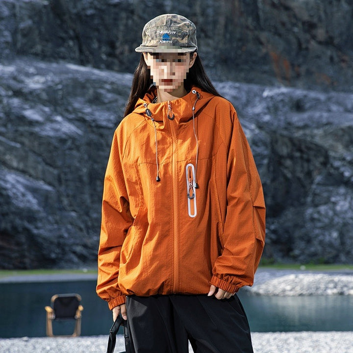 Herren Atmungsaktive Kapuzen-Fieldjacke mit verstaubarer Kapuze und reflektierendem Brustreißverschluss Drune