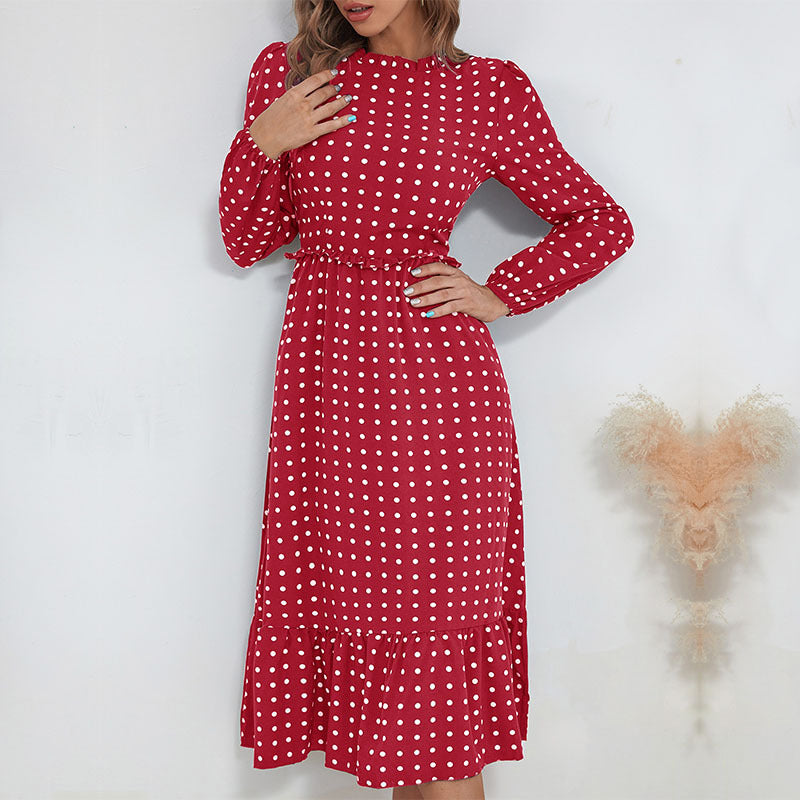 Damen Verspielt gemustertes Maxikleid mit Rüschendetails Drune