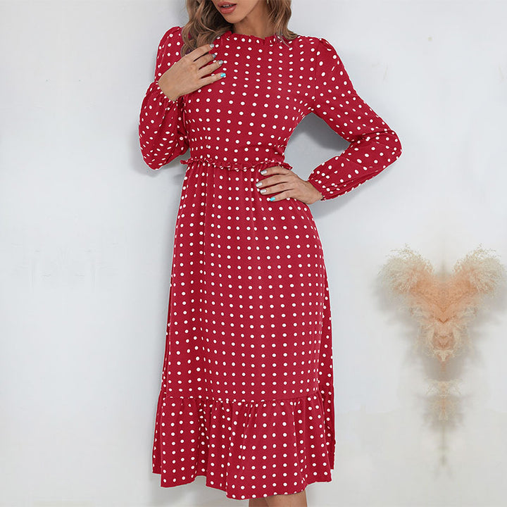 Damen Verspielt gemustertes Maxikleid mit Rüschendetails Drune