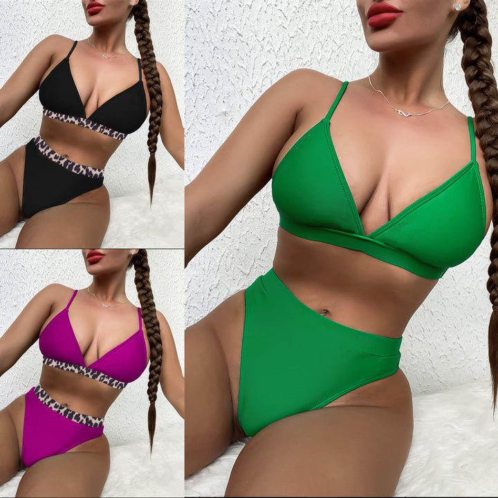 Damen modischer Triangel-Bikini mit Leopardenmuster Drune