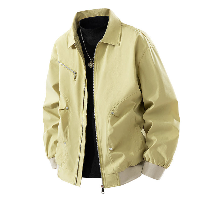 Herren Leichte Oversize-Bomberjacke aus winddichtem Nylon mit Reißverschluss, Brusttasche und Rippbündchen Drune
