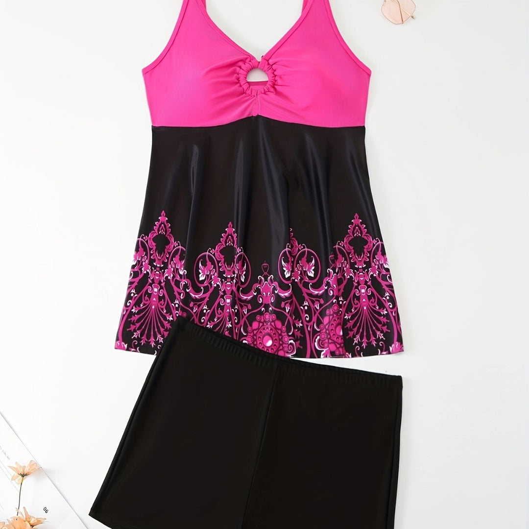 Damen Badeanzug-Set mit elegantem Muster und bequemen Shorts Drune