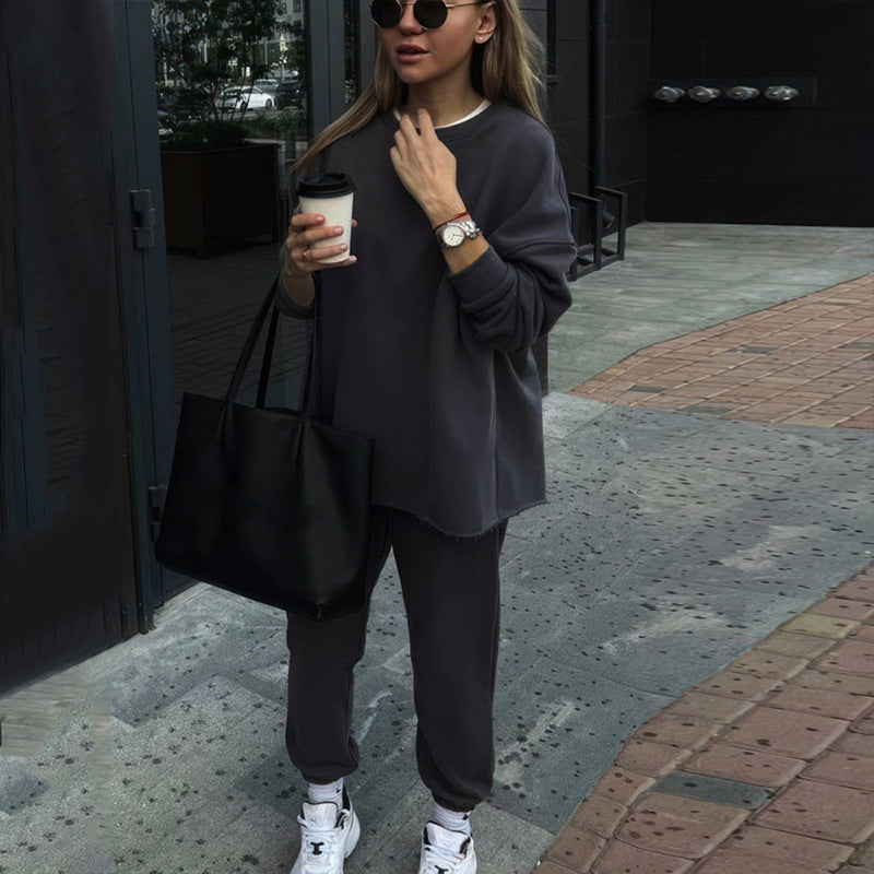 Damen kuscheliges oversized Sweatshirt und Jogginghose Set aus French Terry Drune