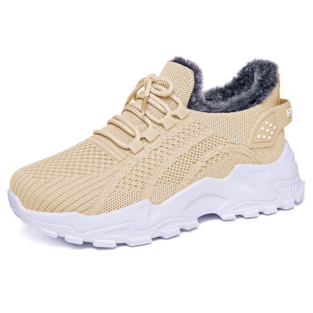 Damen nan gestrickter Winter-Chunky-Sneaker mit kuscheligem Kunstfellfutter und profilierter Dämpfsohle Drune
