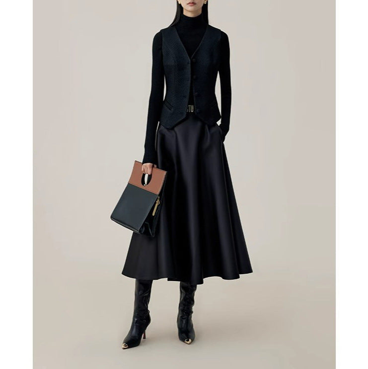 Damen Eleganter und fließender Midi-Rock Drune