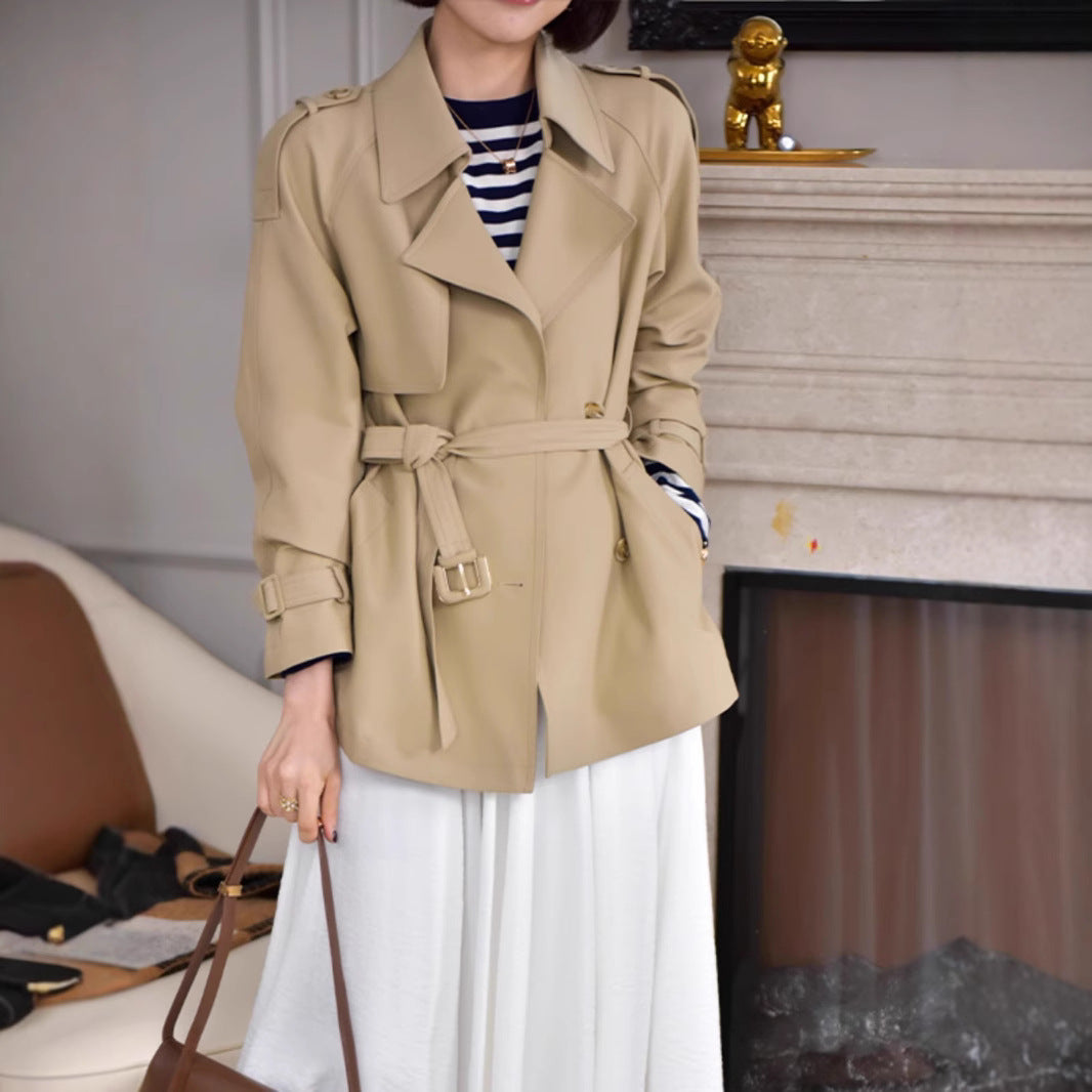 Damen Modische Trenchjacke mit Taillengürtel Drune