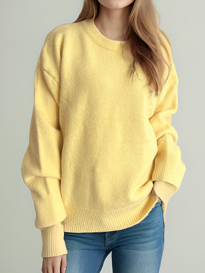 Damen oversized Strickpullover mit weichem Baumwollmix und lässigem Schnitt Drune