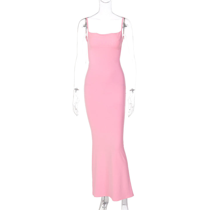 Damen Figurbetontes Langkleid mit schmalen Spaghetti-Trägern Drune