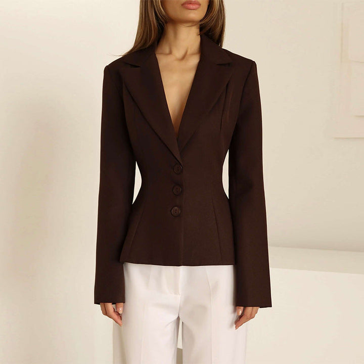 Damen taillierter Blazer mit elegantem Revers Drune