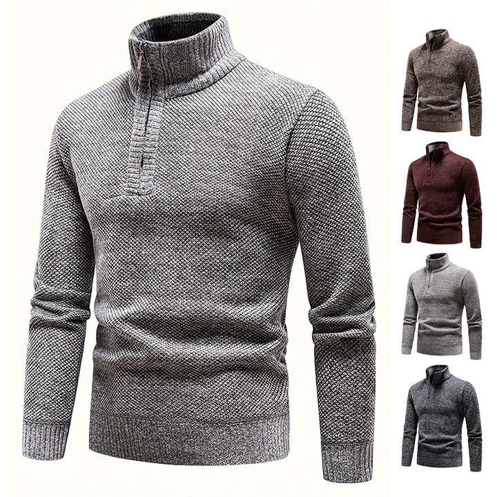 Herren Thermo-Strickpullover mit Stehkragen und Halbzip Drune