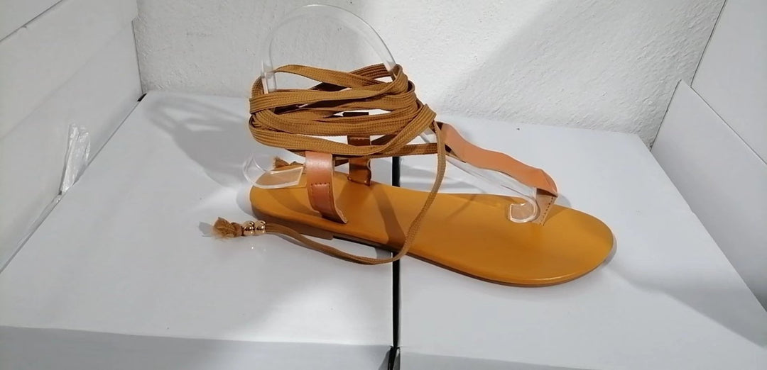 Damen Strand-Sandalen mit dekorativen Riemen und komfortabler Sohle Drune