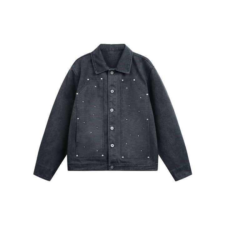 Unisex Kurz geschnittene Jeansjacke im Boxy‑Cut mit Pattentaschen und Used‑Effekt Drune