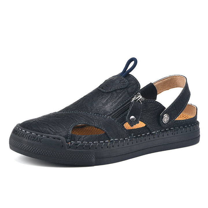Herren Atmungsaktive und bequeme Leder-Sandalen mit verstellbarem Riemensystem Drune