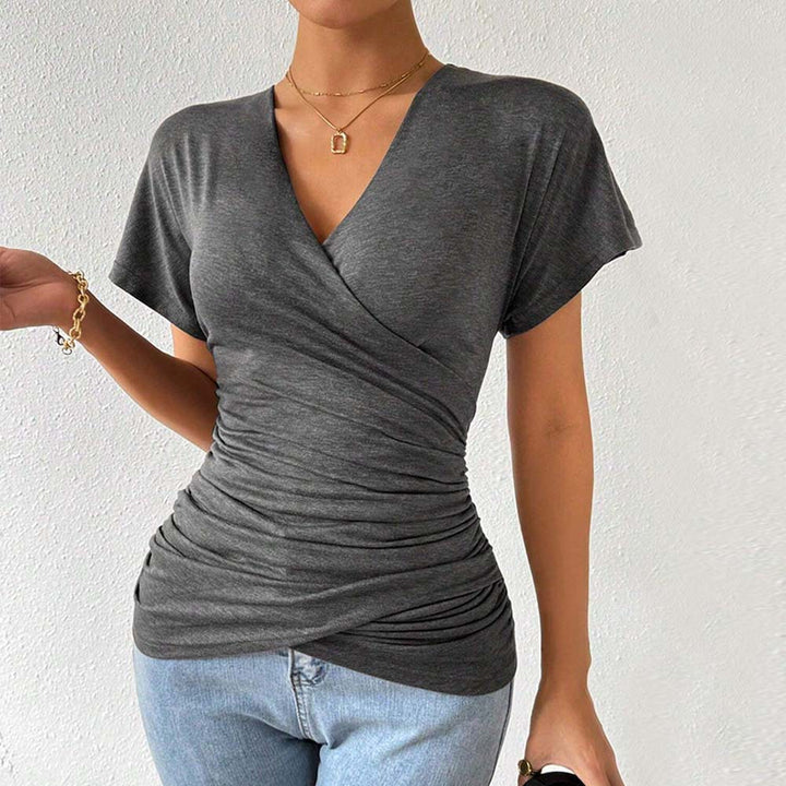 Damen Wickeloberteil mit figurformender Drapierung und elegantem V-Ausschnitt Drune