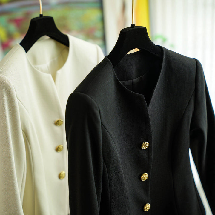 Damen Elegant geschnittener Blazer mit Schmuckknöpfen Drune