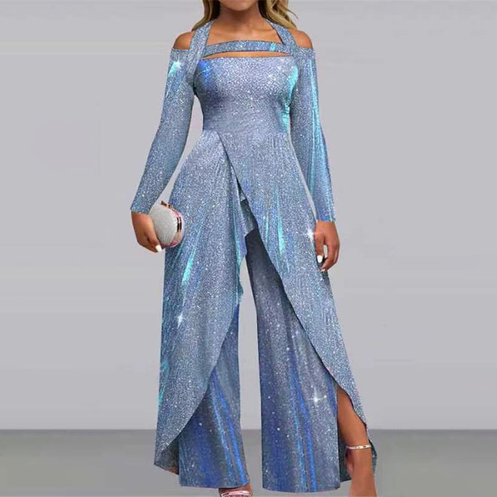 Damen Glamouröser Jumpsuit mit schimmerndem Paillettenbesatz und eleganten Cut-Outs Drune