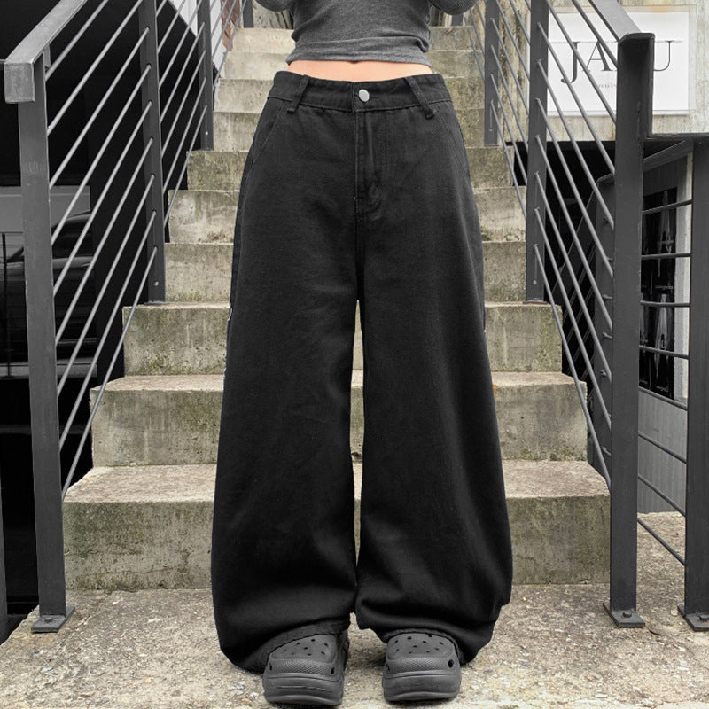 Damen weit geschnittene Baumwollhose mit hohem Taillenbund und praktischen Taschen Drune