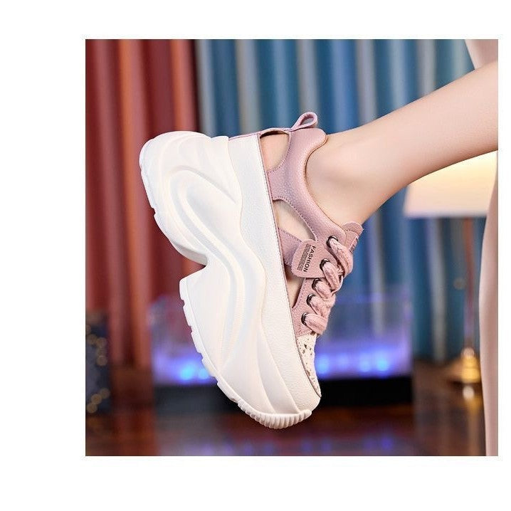 Damen Plateau-Sneaker mit luftiger Oberflächenstruktur und bequemer Dämpfung Drune