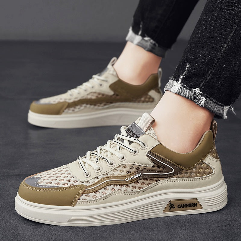 Herren atmungsaktive Wabenmesh-Street-Sneaker mit PU-Overlays, verstärkter Zehenkappe und profiliertem Gummirand Drune