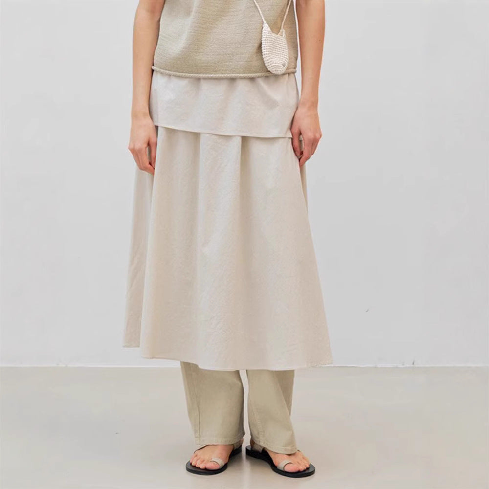 Damen eleganter Maxirock mit fließendem Schnitt und elastischem Bund Drune