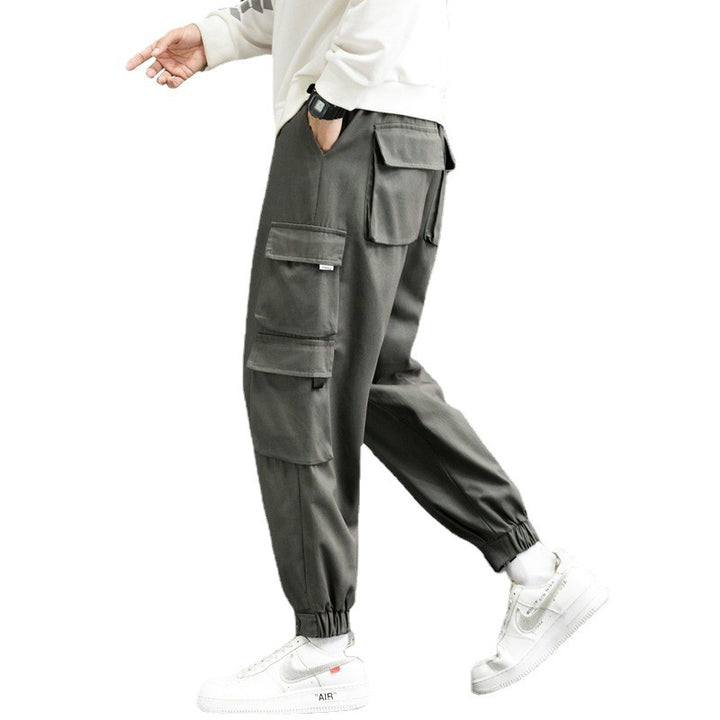 Herren nan Cargo-Joggerhose mit mehreren aufgesetzten Taschen, elastischem Bund und gekräuselten Knöcheln Drune