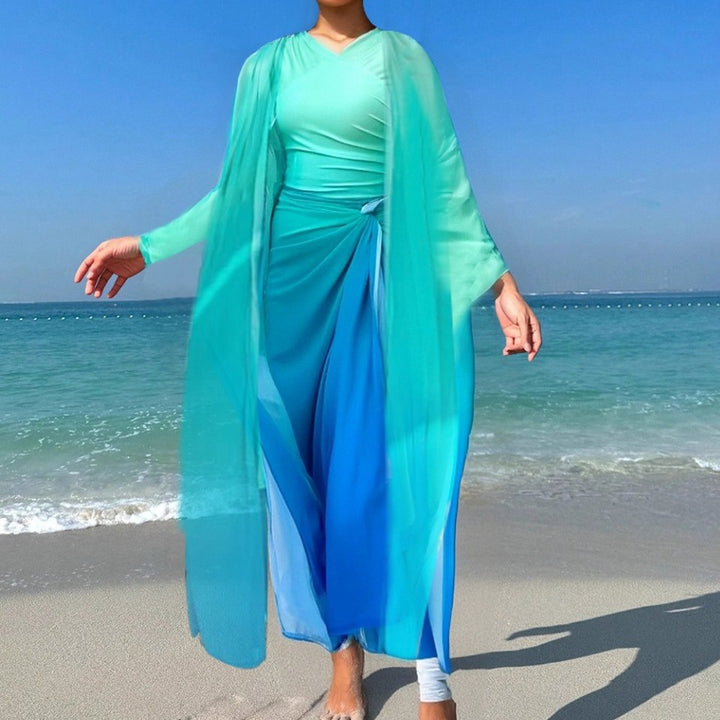 Damen Elegantes Strandkleid mit fließenden Ärmeln Drune