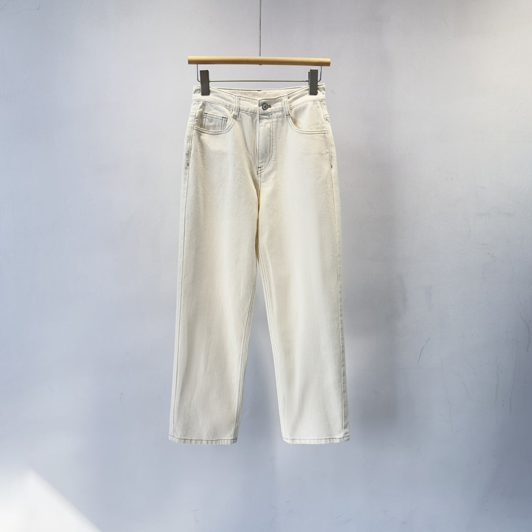 Damen Hoch sitzende Weitbein Denim Hose Drune