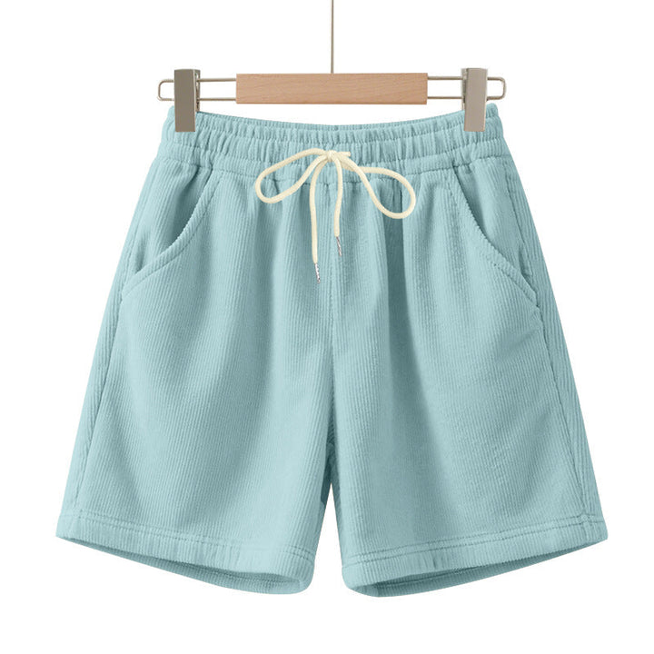 Herren nan gerippte Jersey-Shorts mit elastischem Bund, dekorativem Kordelzug und seitlichen Eingrifftaschen Drune