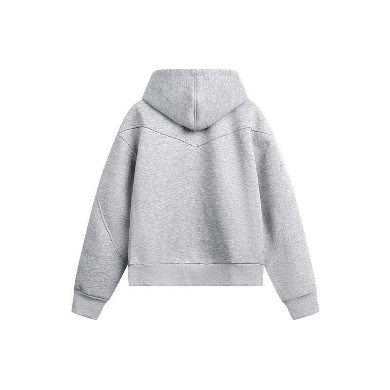 Unisex Oversize Kapuzen-Sweatjacke mit Zwei-Wege-Reißverschluss Drune