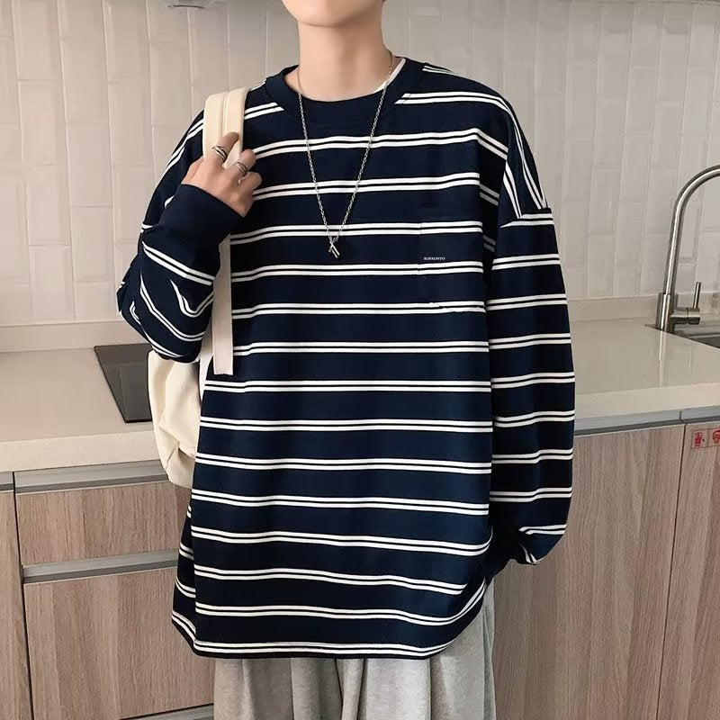 Herren Lässiges Langarmshirt mit eleganter Streifenoptik Drune