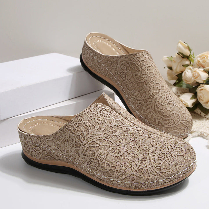 Damen Komfortable Clogs mit eleganter Spitzenstruktur und ergonomischem Fußbett Drune