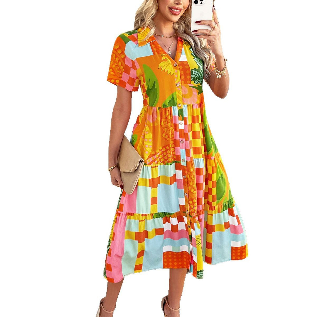 Damen Maxi-Kleid mit floralem Design und knackigem Schnitt Drune