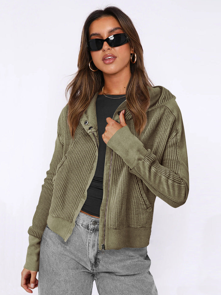 Damen Sportliche Kapuzenjacke aus strukturiertem Material Drune