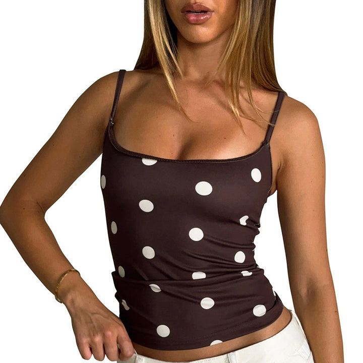 Damen Spaghetti-Top mit Polka-Dots und figurformendem Schnitt Drune