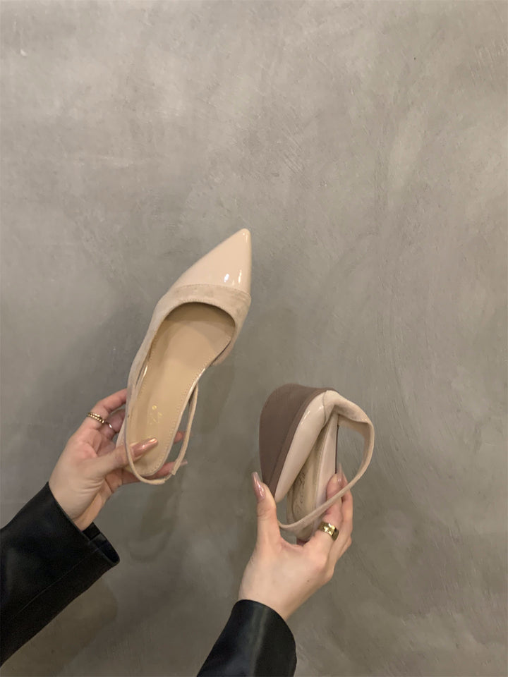 Damen elegante Slingback Pumps mit schickem Spitzer und hochwertiger Lackoberfläche Drune