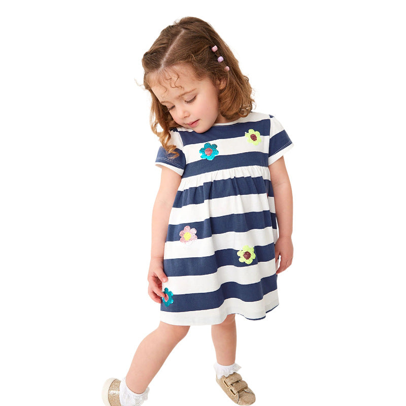 Mädchen Freizeitleichtes gestreiftes Kleid Drune