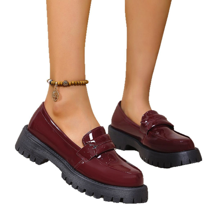 Damen Chunky Loafers mit glänzendem Obermaterial und rutschfester Sohle Drune