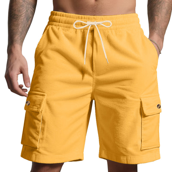 Herren nan Cord-Cargo-Shorts mit elastischem Tunnelzugbund, aufgesetzten Cargotaschen und weichem Baumwollmix Drune
