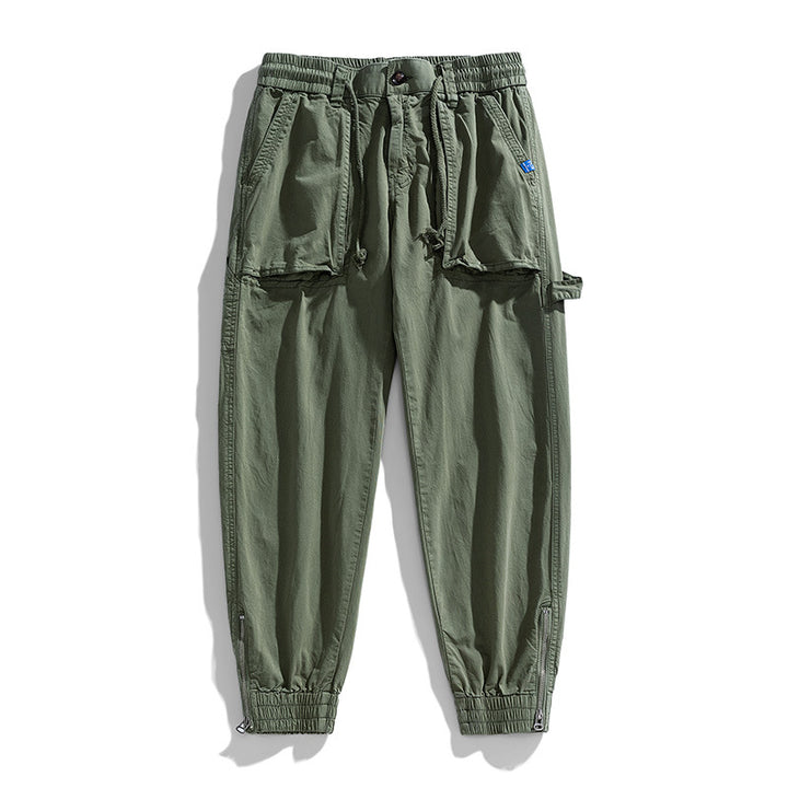 Herren Workwear-Cargohose im Tech-Joggerstil mit aufgesetzten Fronttaschen, Hammer-Schlaufe und Knöchel-Reißverschlüssen Drune