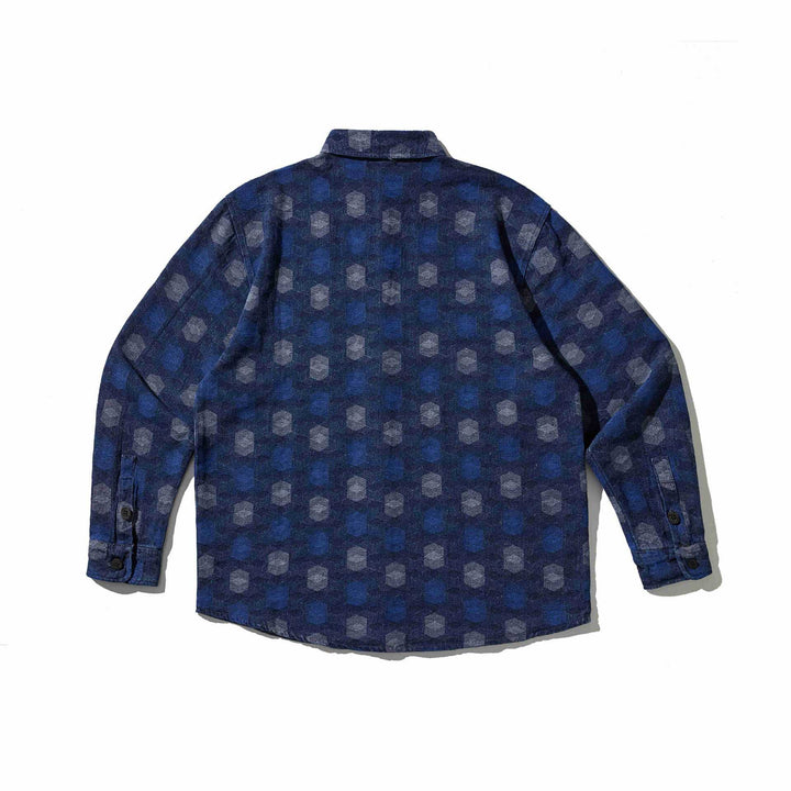 Herren Hemdjacke im Denim‑Look mit geometrischem Jacquardmuster Drune