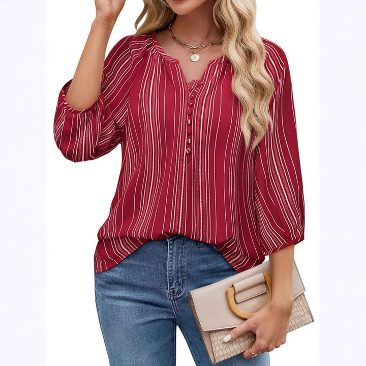 Damen elegante Tunika-Bluse mit raffinierten Streifen Drune