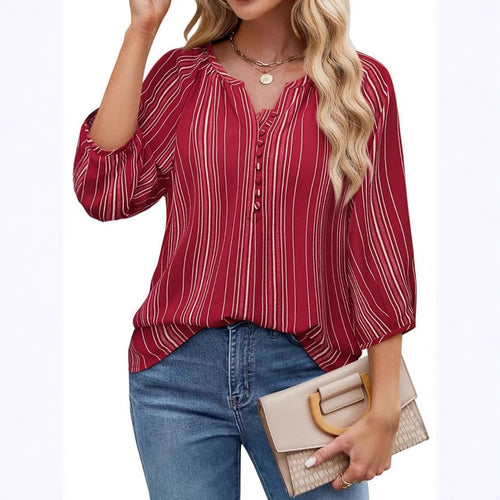 Damen elegante Tunika-Bluse mit raffinierten Streifen Drune