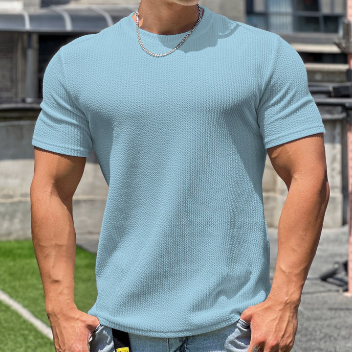 Herren strukturiertes T-Shirt in schlanker Passform mit Rundhalsausschnitt Drune