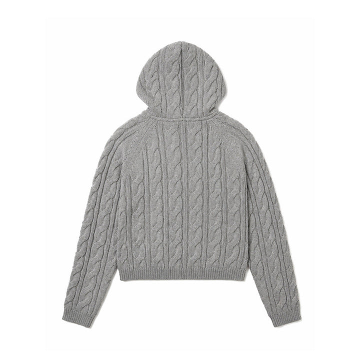 Damen Kapuzen-Zopfstrick-Cardigan mit Reißverschluss und Raglanärmeln Drune