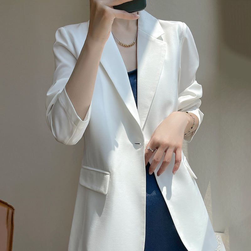 Damen Leichttaillierter Longblazer mit Knopfverschluss und Flap‑Taschen Drune