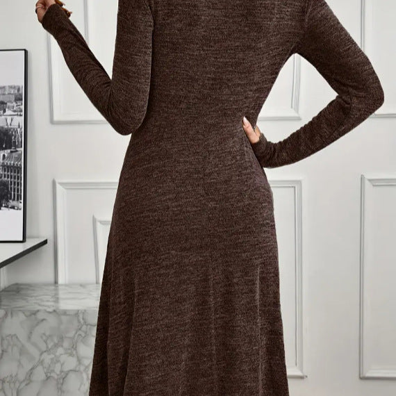 Damen Midikleid mit elegantem Plisseedetail und langem Arm Drune
