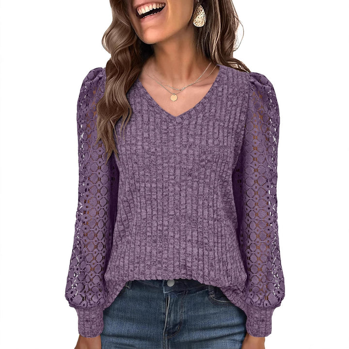 Damen Strickpullover mit Spitzeneinsätzen Drune