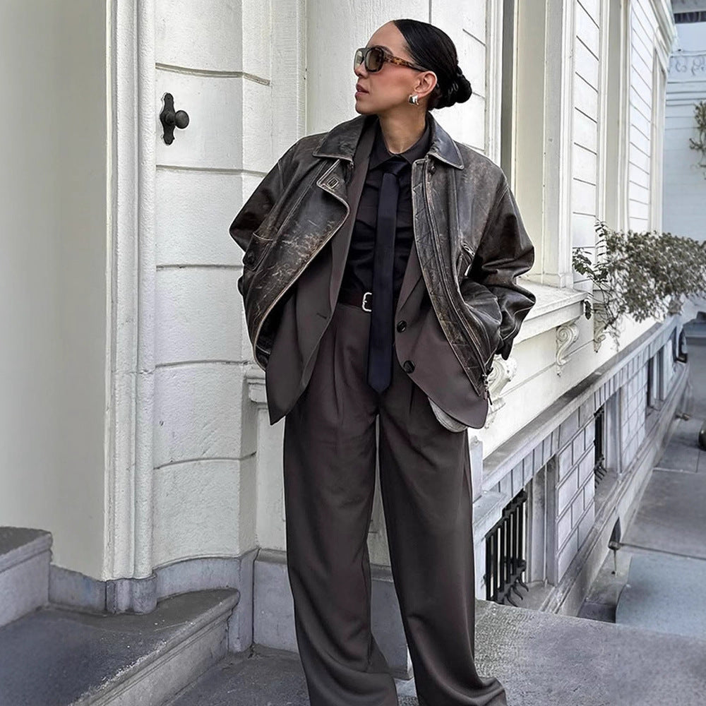 Damen lässige Bikerjacke aus hochwertigem Leder Drune