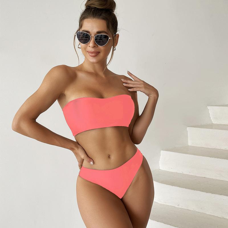 Damen Bandeau-Bikini mit modischem Schnitt und tailliertem Unterteil Drune